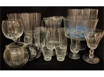 Enormous Lot Of Assorted Glassware Including Pitcher, Cake Stand, Coffee Press And More