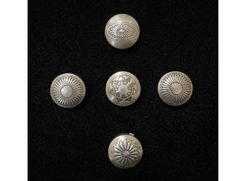 5 Southwestern Silver Toned Button Covers