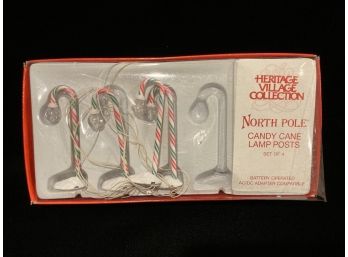 Department 56 The Heritage Village Collection North Pole 'Candy Cane Posts' Lot 2 Of 2