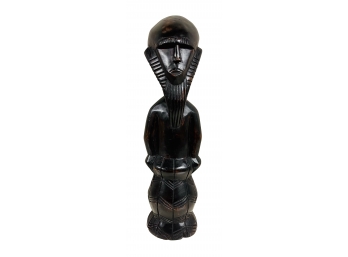 Hand Carved Wood African Sculpture With Beard From Ghana