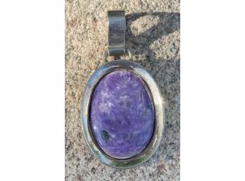 Purple Stone In .925 Sterling Silver Pendant
