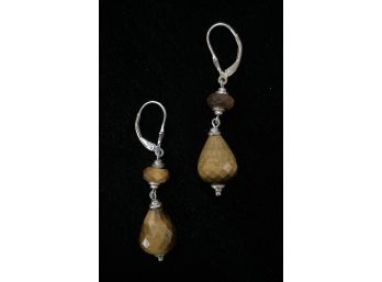 Tiger's Eye And .925 Sterling Silver Earrings
