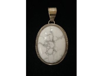 White Buffalo Turquoise .925 Sterling Silver Pendant