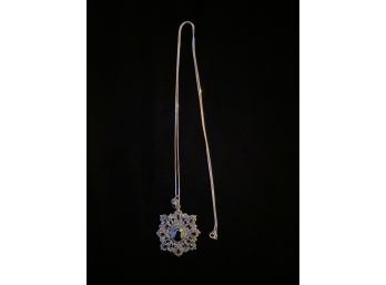.925 Sterling Silver Multi Stone Pendant And Chain