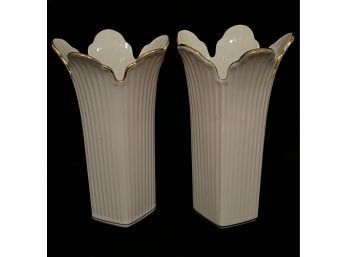 2 Indent Flared Lenox Top Vases