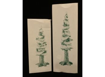 Pair Of Department 56 Village Pole Pine Trees, One Is 8' And The Other 10.5'