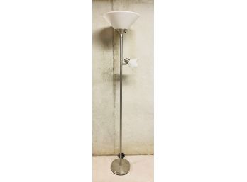 Brushed Nickel Floor Lamp With Torchiere And Directional Lights