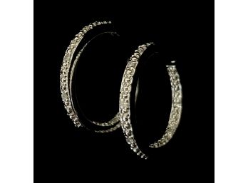 Diamonds (tested) And .925 Sterling Silver Hoops
