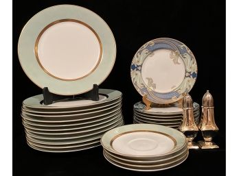 Large Collection Of Fitz & Floyd Plates Of Various Sizes & Designs Accompanied By Salt & Pepper Shakers