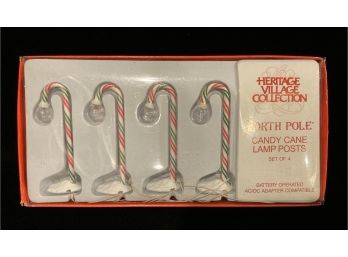 Department 56 The Heritage Village Collection North Pole 'Candy Cane Posts' Lot 1 Of 2
