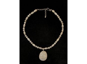White Chalcedony Necklace And Pendant With .925 Sterling Silver Clasp