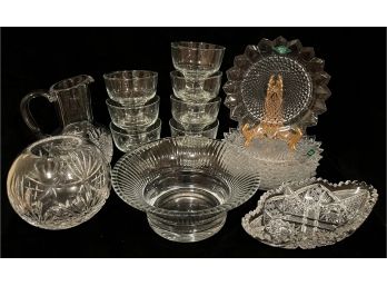 Large Collection Of Cut & Etched Glassware Incl. Crystal Pieces