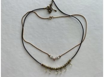 Collection Of Two Costume Necklaces Including Fossil Necklace With Brass Beads