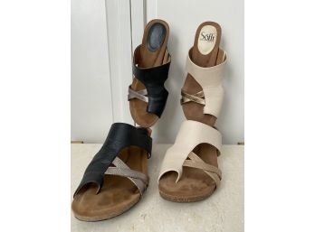 Two Pairs Of Sofft Ladies Slide Sandals