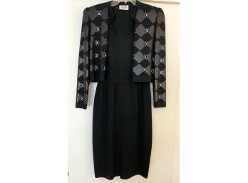 St. John For Sacks Fifth Avenue Black Knit Two Piece With Sequin Jacket