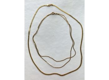 Pair Of 2 14k Gold Chain Necklaces Including Including Curb Chain