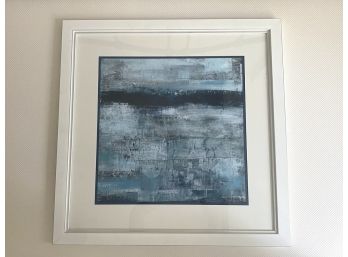 Tonal Blue And White Abstract Art Piece With Custom Frame