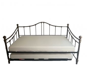 The Dream Merchant Wrought Iron Day Bed With Memory Foam Dreamer Mattress & Trundle