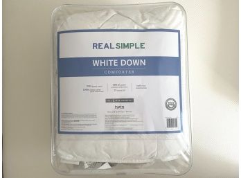 Real Simple White Down Comforter Twin Size