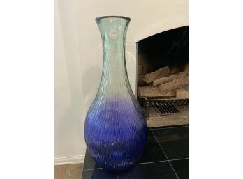 Vidrios San Miguel Tall Recycled Glass Vase With Gradient Shades Of Blue