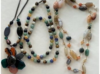 Collection Of Three Stone Necklaces Including Statement Pendant Necklace
