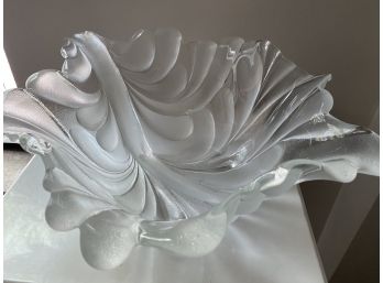 Opaque Glass Wave-Like Sculptural Bowl
