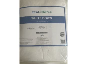 Real Simple White Down Comforter Twin Size