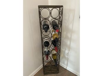 Raw Iron Wine Rack With 16 Bottle Storage And Scroll Design Embellishment