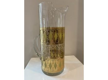 Mid Century Martini Pitcher With Gold Diamond & Scroll Detail Work