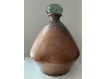 Made In Mexico Decorative Clay Vessel With Glass Ball Lid
