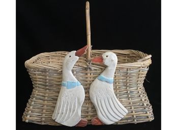 Large Basket W/ Swans