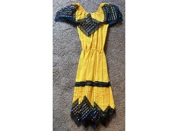 Traditional Style Yellow Dress W/ Black Lace Accents
