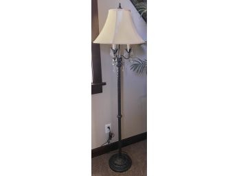 Self Standing Floor Lamp With Shade And Hanging Crystals