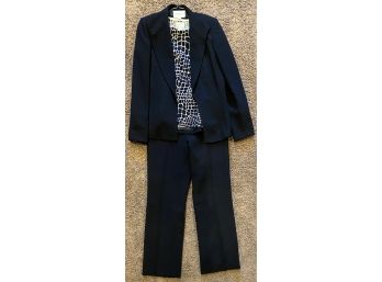 Liz Claiborne Size 6 Black Blazer & Pant Suit & Snake Skin Pattern Shirt