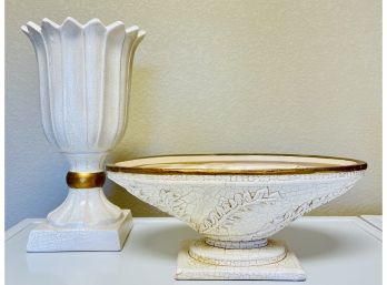 Crackle Finish Ivory Ceramic Decor Items