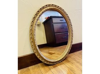 Oval Mirror In Ornate Gilt Tone Frame