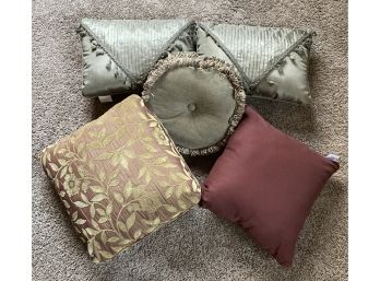 Assorted Lot Of Throw Pillows Incl. Round Croscill & More