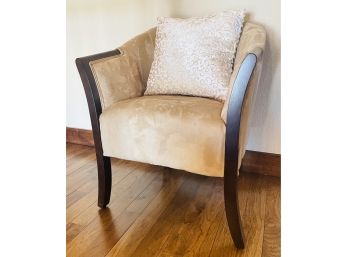 Wood Trimmed Micro-Suede Occasional Chair With Accent Pillow