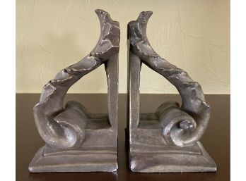 Feather-like Bronze-toned Bookends