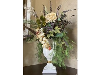 Craquelure Vase W/ Faux Flower Arrangement