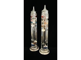 2 Glass Galileo Thermometer/Weather Gages