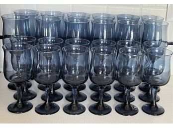 Blue Wine & Water Glasses