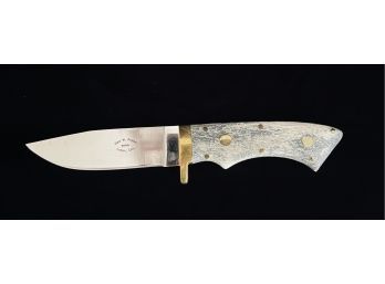 Custom Made Fixed Blade Knife With Antler/Bone Handle Signed