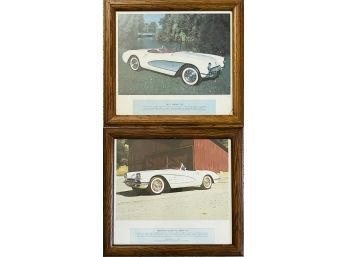 2 Framed Vintage Corvette Photographs