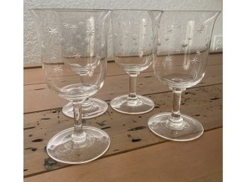 4 Vintage Mid Century Atomic Stardust Wine Glasses