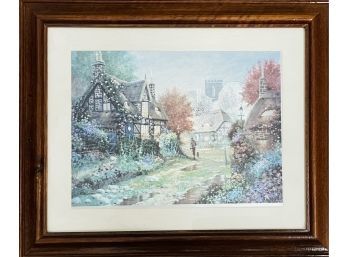 Framed Print English Lane With Cottage