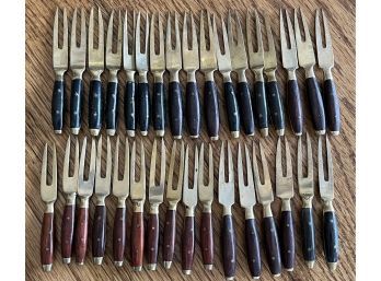 Large Collection Of Small Brass-like Forks