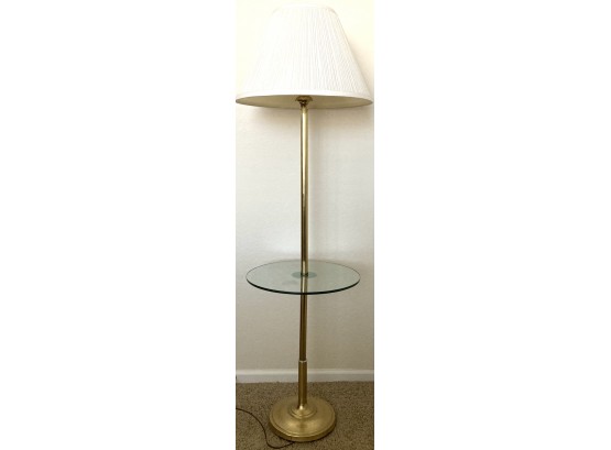 Tall Lamp W/ Round Glass Shelf