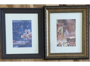 2 Framed Abstract Collage Artworks