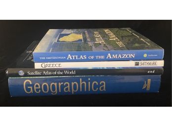 Assortment Of Books Incl. Geographica, Satellite Atlas Of The World, & More